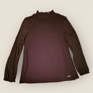 Elegant Black Women's Top with sheer sleeves